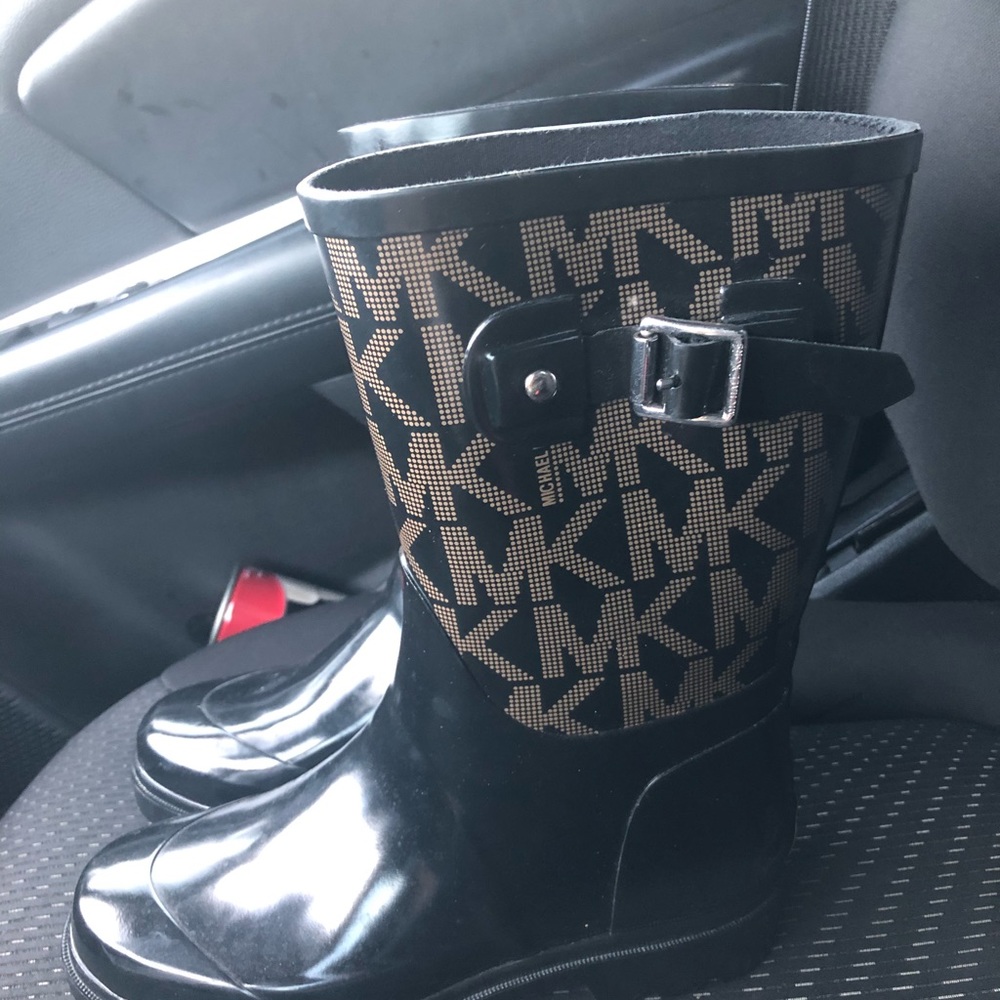 Michael Kors Black Rubber MK Logo Rain Boot